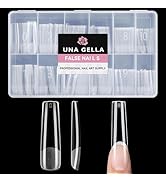 UNA GELLA Nail Tips Square XXL Full Cover Pre-file Long Square Straignt Gel Nail x Tips No C Curv...
