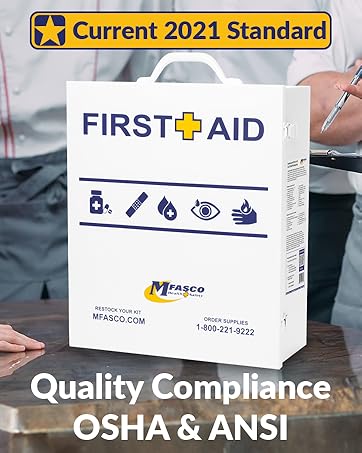 osha ansi quality compliance 3 shelf metal first aid kit in use current 2021 standard