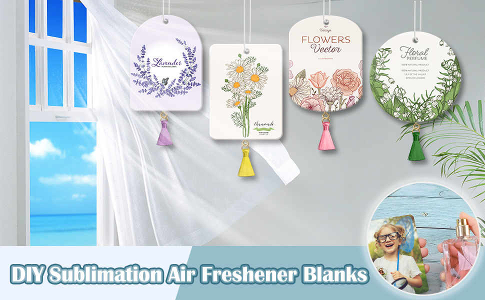 50 Pcs Sublimation Air Fresheners Blanks with 50 Pcs