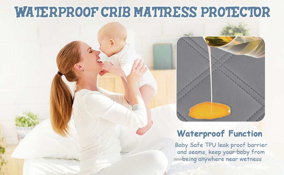 Yoofoss 2 Pack Waterproof Crib Mattress Protector, Quilted Fitted Crib