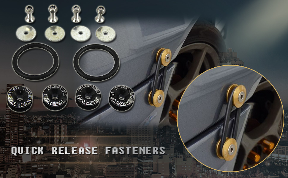 JDMSPEED Black Universal CNC Billet Bumper Trunk Quick Release Fastener