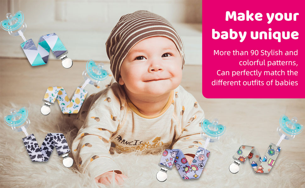 Smlpuame Pacifier Clip Girl,6 Pack Stylish Binky Clips