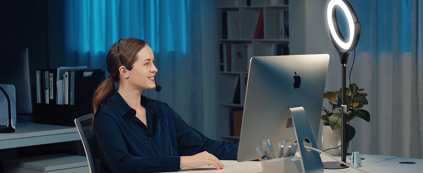 Desk Ring Light with Stand and Phone Holder Laptop Ring Light for