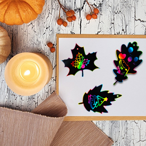 Fall Leaves Crafts Scratch Art for Kids