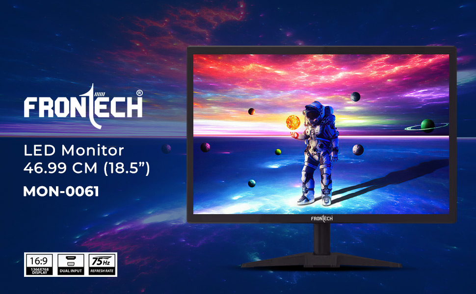 FRONTECH 18.5 Inch HD LED Monitor Refresh Rate 60 Hz, 1366 x 768