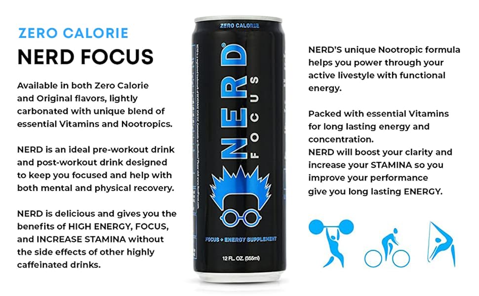 Amazon.com : NERD FOCUS Zero Calorie Energy Drink Nootropics and - Do 0 Calorie Energy Drinks Break A Fast