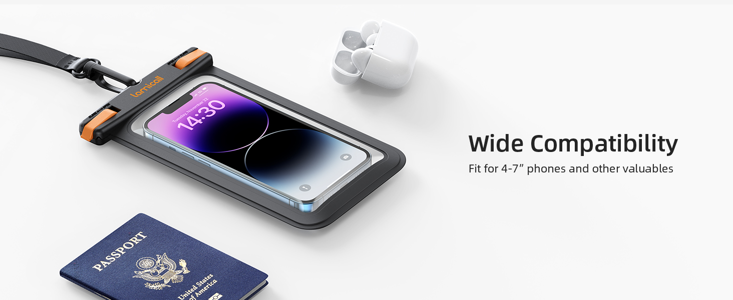 Lamicall [2 Pack] Waterproof Phone Pouch Case [Easy Lock