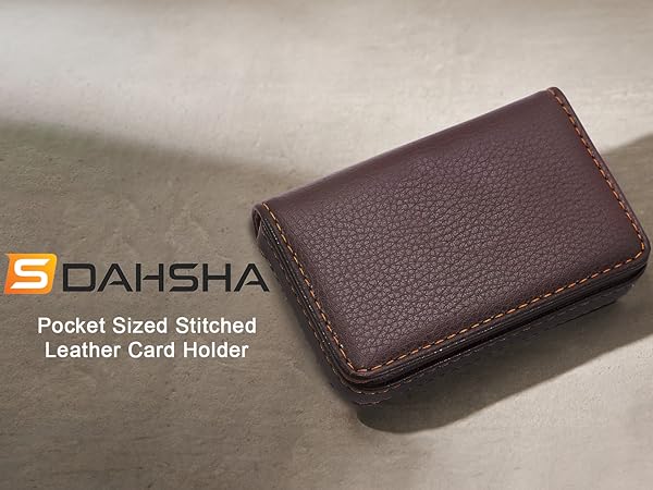 DAHSHA Pocket Sized Stitched PU Leather Credit Card Holder