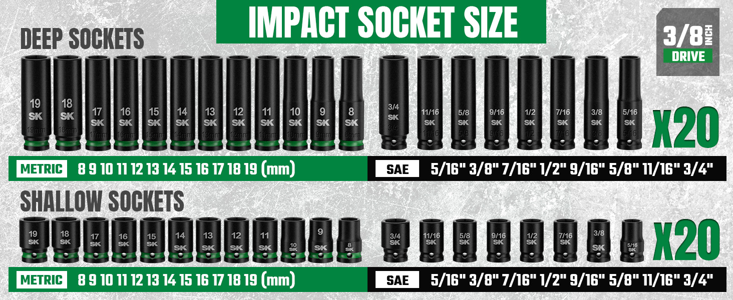3/8 impact socket set