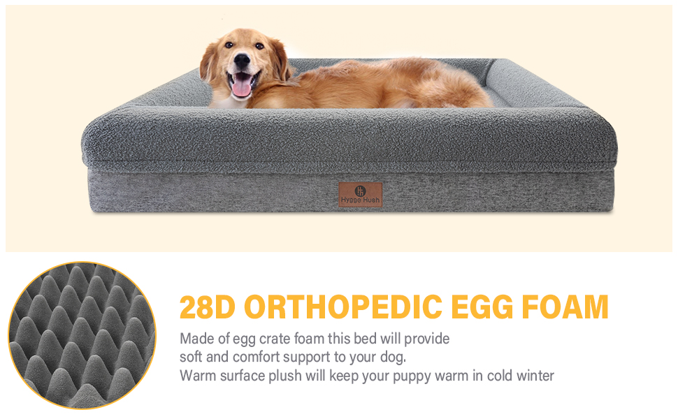 Dog Beds for Extra Large Dogs, Hygge Hush Orthopedic Large Dog Bed Memory Foam Soft