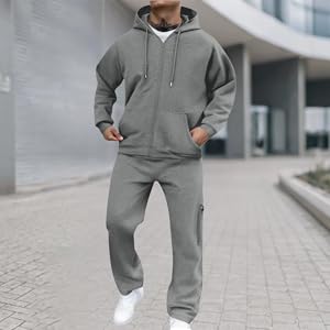 Zip Up Hoodie and Sweatpants Sets for Men
