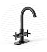 Phiestina Matte Black Centerset Bathroom Faucet, 4 Inch Single Hole or 3 Hole Vanity Faucet with ...