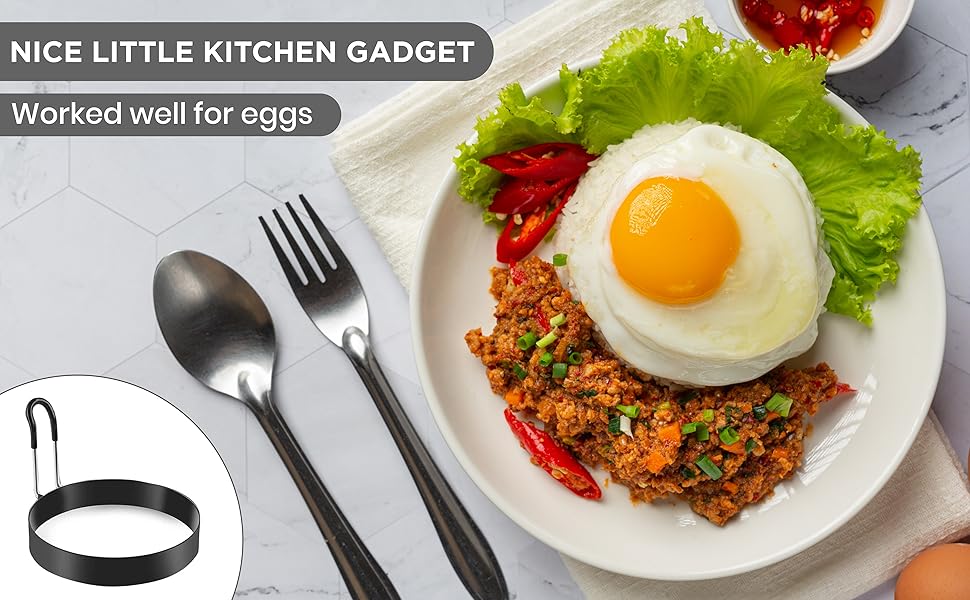 Pack of 4 Egg Rings with Egg Separator Nonstick Stainless