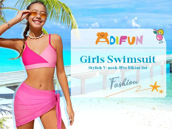 Amazon.com: ADIFUN Girls Swimsuit Size 7 Size 8 V Neck
