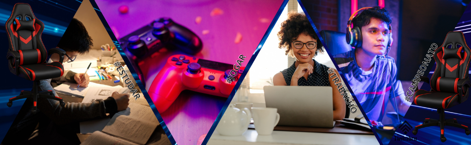 cadeira gamer ergonomica Cadeira Gamer Ergonômica Reclinável Apoio de braço ajustável