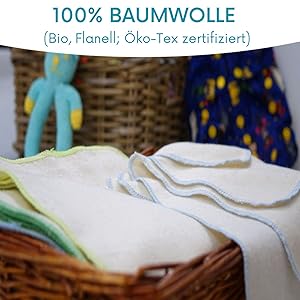 avo+cado Organic Cotton Single Layer Flannel Washcloths - Pack of 15 - Reusable Baby Washcloths to Replace Wet Wipes - Small Washable Mini Cotton Wipes (Colour: Green) 10 Washcloth made from 100% cotton