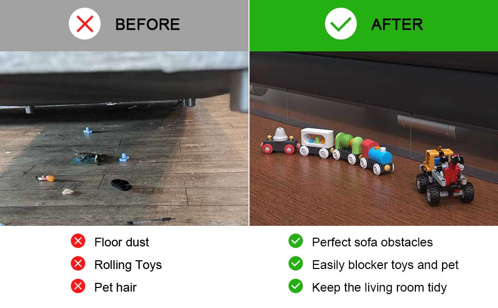 NOPWOK 5 Pack 1.6 * 1.6 * 16 Unter Couch Blocker, Gap Bumper unter Bett