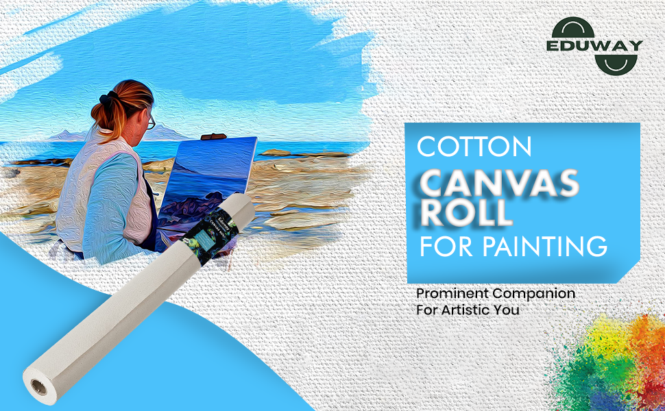 Eduway 7 oz. Cotton Canvas Roll for Painting, Artist' Series, White