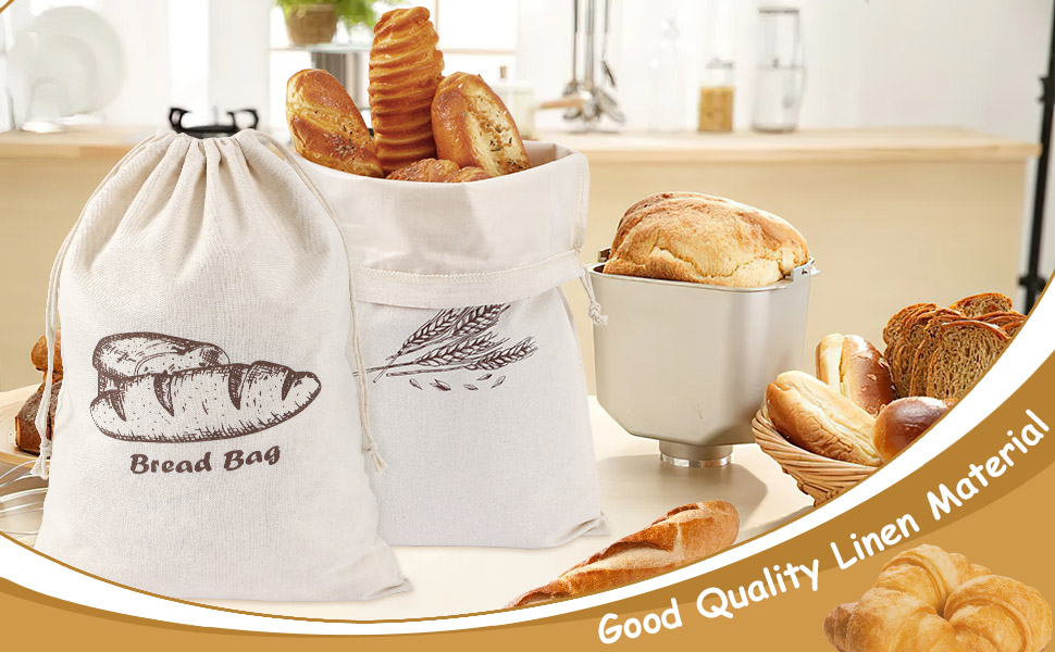 Augshy Bread Bags, 4 Pack Bread Bags for Homemade Bread,17.7 * 11.8in