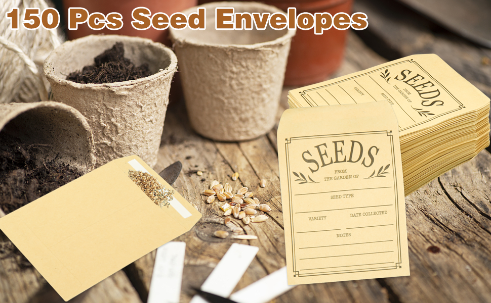 150 Pcs Seed Envelopes, Resealable Seed Packets Envelope Self Adhesive