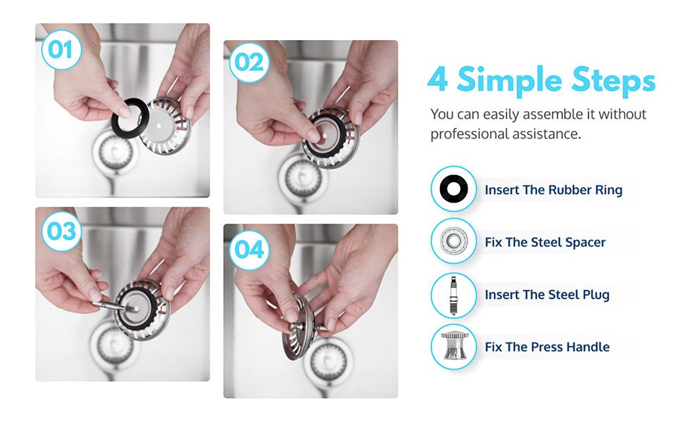 ARCOOZE 2 Pack Kitchen Sink Plug and Strainer Stainless Steel 304