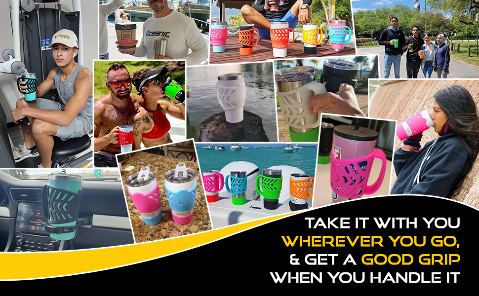 gym water bottle coffee tumbler handle silicone grip gangster armor