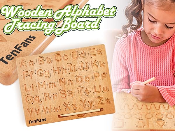 TanFans Wooden Alphabet Tracing Board