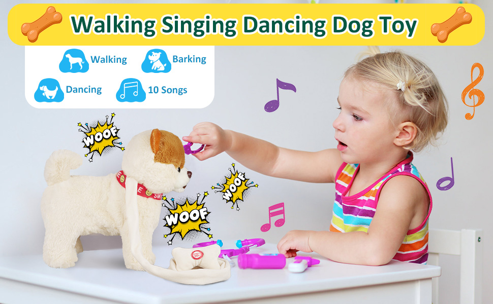 Marsjoy Walking Dog Toy Musical Singing Dancing Plush Interactive Dog