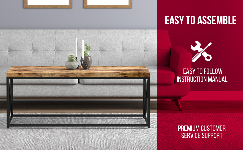 Safdie & Co. Living Room Coktail Tea 44" L Brown Reclaimed Wood with