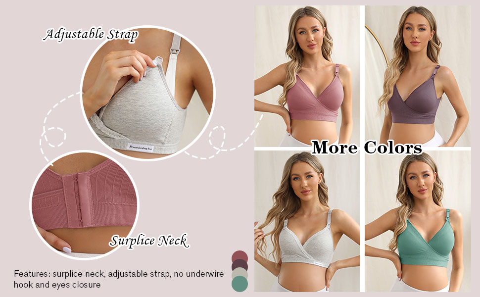 Verdusa Women's Maternity V Neck Nursing Bra Pregnancy Bralette Top Underwear 2