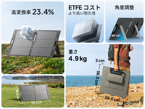 Amazon.co.jp: BLUETTI 100W ソーラーパネル IP67 防水防塵