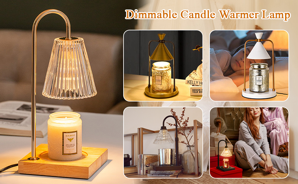 Topchances Electric Candle Warmer Lamp Dimmable Wax Melter Candle Warmer Lamp with Bulb Aromatic