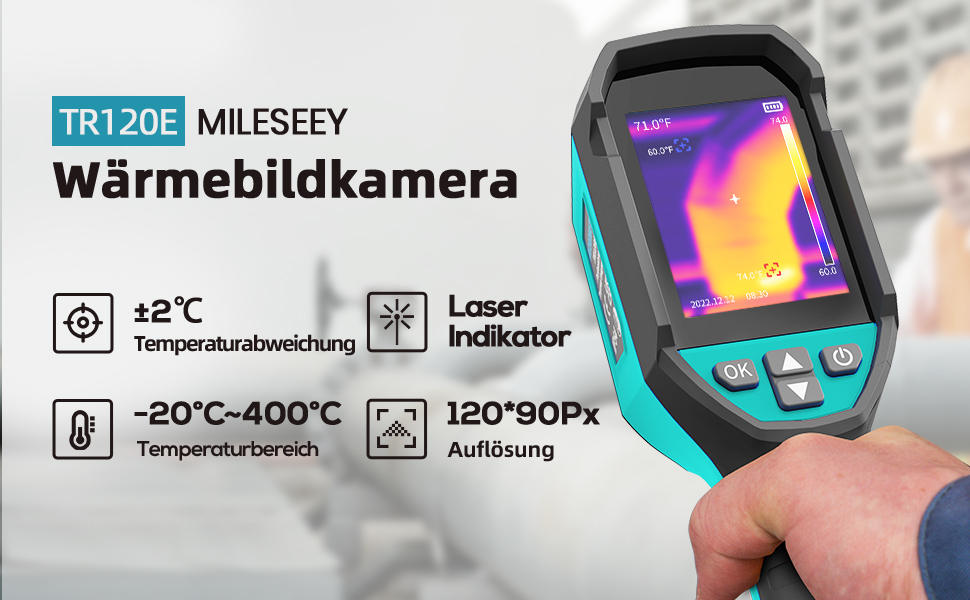 MiLESEEY Wärmebildkamera TR120E Handheld Thermokamera 3,5 Zoll LCD ...