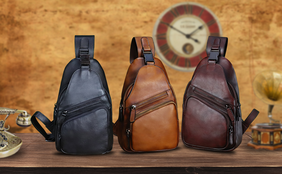 Amazon.com | Genuine Leather Sling Bag Crossbody Purse