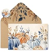 FYSUIMU 50 Pack Fall Cards Boxed Vintage Pumpkin Leaves Greeting Cards with Envelopes Stickers Gl...