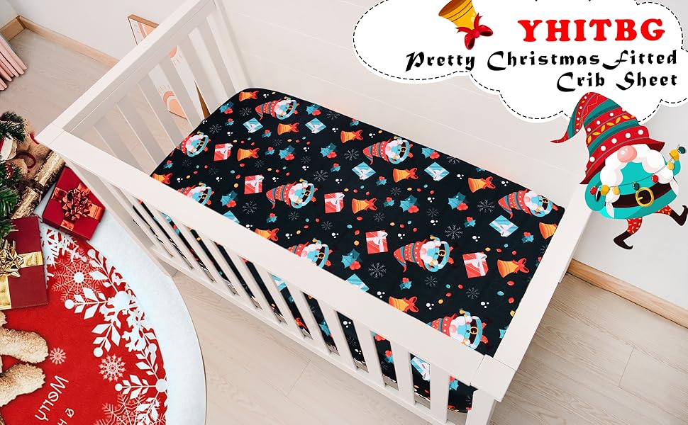 Christmas Crib Sheet, Fitted Crib Sheet with Santa Claus