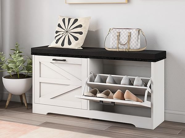 家具 cabinet bench Amazon.com: Trironsun Barn Doors Shoe Storage Bench 2 Flip