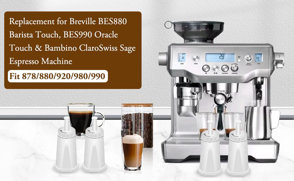 4 Pack Replacement Water Filter for Breville Sage Oracle Touch Espresso