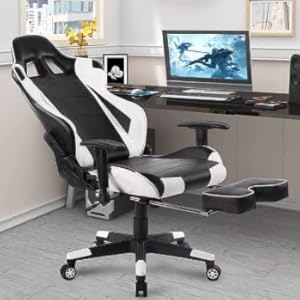 WOLTU Sedia Gaming Sedie Da Ufficio Girevole Poggiapiedi Retrattile Poltrona PU Verde 19 SEDIA GAMING