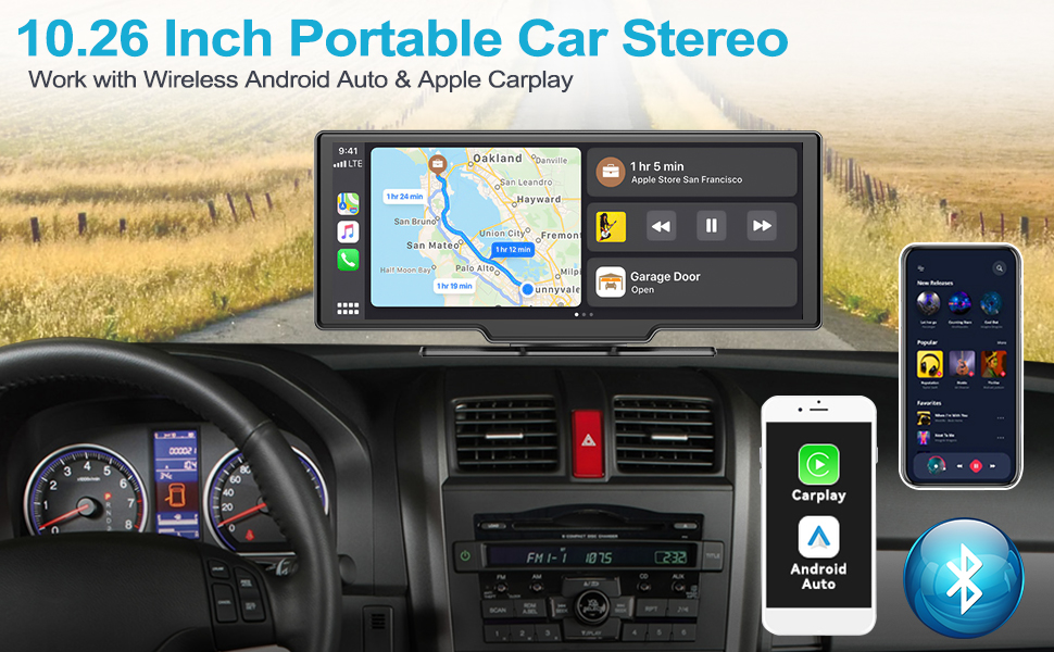 2023 Newest Wireless Apple Carplay & Android Auto 10.26 Inch IPS Touch Screen