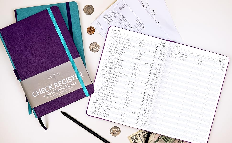 Skyline Check Register Accounting Ledger Log Book for