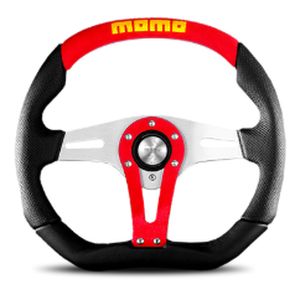 Amazon | MOMO(モモ) ステアリング トレック 35パイ レザー/RED