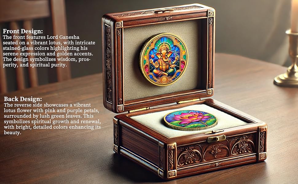 Ganesha Religious Coin Gift Set | Inspirational Ganesha Medallion | Faith-Based Gifts