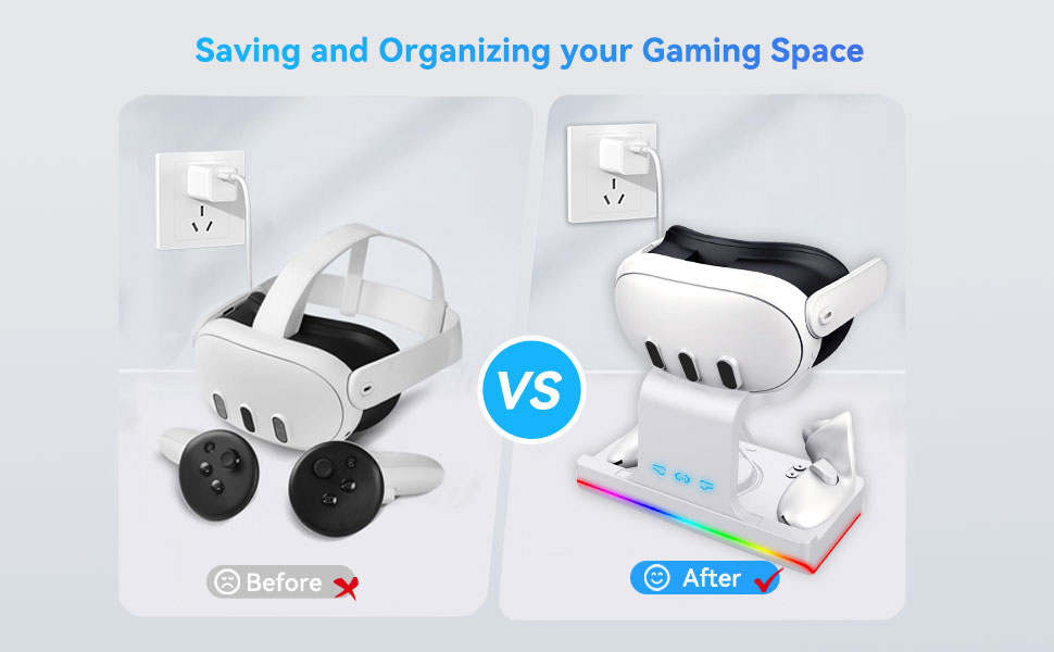 RGB Charging Dock for Meta Quest 3, Fast Charging Station for VR Controller and
