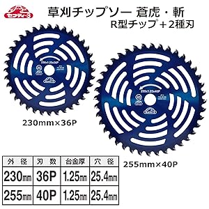 草刈　チップソー　外径:255mm　穴径:25.4mm 25セット HAIGE 高品質【255×25.4×40P】草刈り機用 チップソー 255mm 40枚