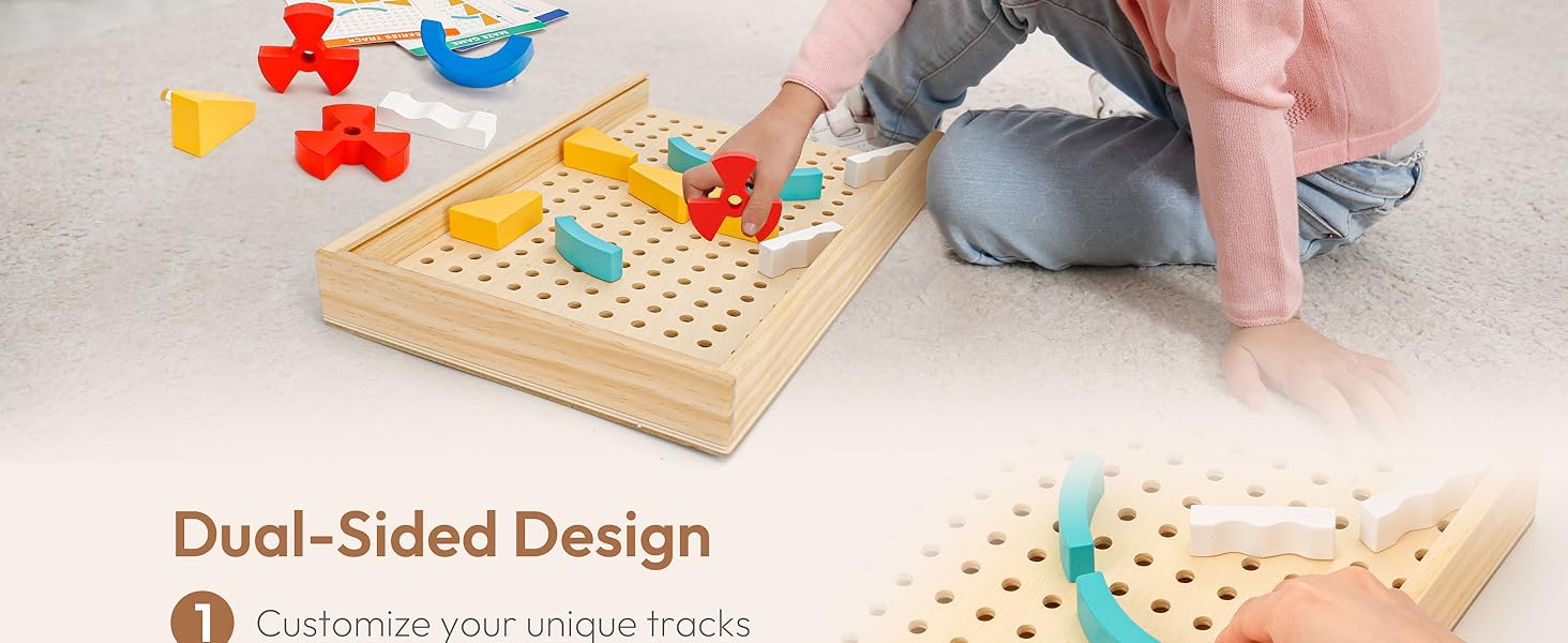 Woodtoe 4in1 Wooden Marble Run 99 PCS Marble Maze Board