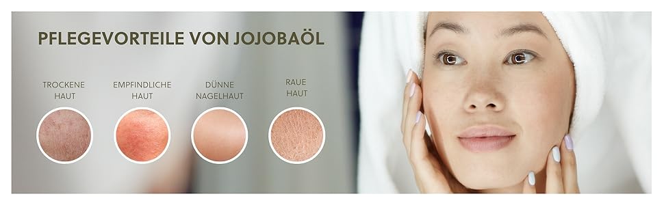 Huile de jojoba pour la peau - Peaux sèches, sensibles, fines et rugueuses