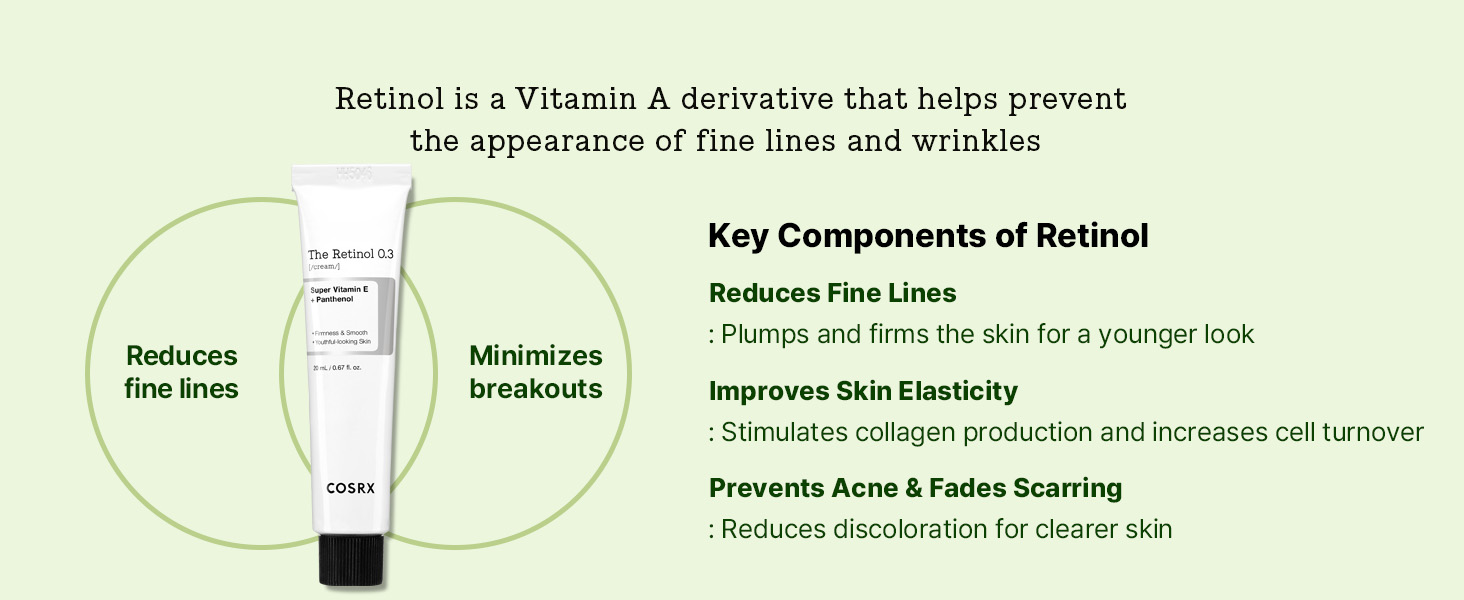 retinol vitamin a derivative prevent fine lines wrinkles breakouts plump firm younger look acne