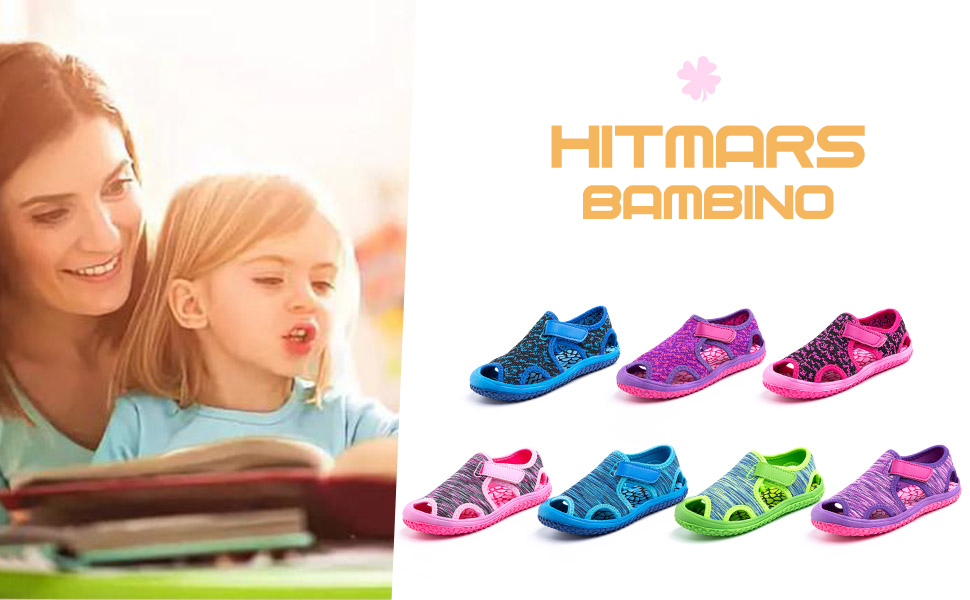 Hitmars Sandali Estivi Bambina - Antiscivolo, Regolabili, Per Piscina E Sport - Taglie 21-31