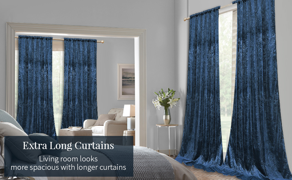 Lapalife Velvet Blackout Curtains 72 Inches Long, Floral